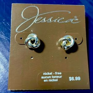 NWT Jessica nickel free silver tone knot earrings